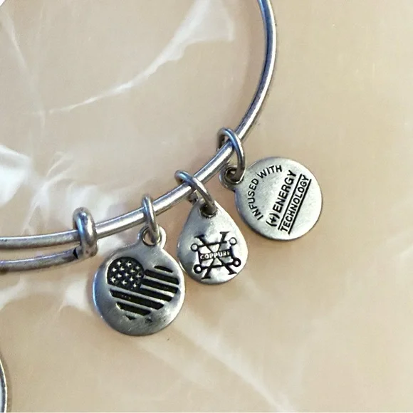 Alex and Ani Silver Bracelet with Orange Charm - Picture 2 of 5
